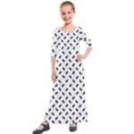 Fly Phot Motif Seamless Black And White Pattern Kids  Quarter Sleeve Maxi Dress