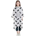 Fly Phot Motif Seamless Black And White Pattern Kids  Hooded Rain Ponchos