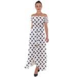 Fly Phot Motif Seamless Black And White Pattern Off Shoulder Open Front Chiffon Dress