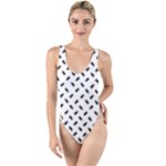 Fly Phot Motif Seamless Black And White Pattern High Leg Strappy Swimsuit