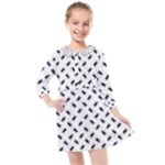 Fly Phot Motif Seamless Black And White Pattern Kids  Quarter Sleeve Shirt Dress