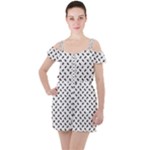 Fly Phot Motif Seamless Black And White Pattern Ruffle Cut Out Chiffon Playsuit