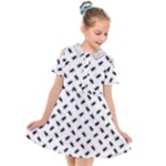 Fly Phot Motif Seamless Black And White Pattern Kids  Short Sleeve Shirt Dress