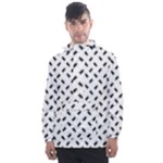 Fly Phot Motif Seamless Black And White Pattern Men s Front Pocket Pullover Windbreaker