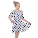 Fly Phot Motif Seamless Black And White Pattern Kids  Shoulder Cutout Chiffon Dress