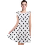 Fly Phot Motif Seamless Black And White Pattern Tie Up Tunic Dress