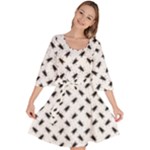 Fly Phot Motif Seamless Black And White Pattern Velour Kimono Dress