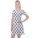 Fly Phot Motif Seamless Black And White Pattern Cap Sleeve Velour Dress 