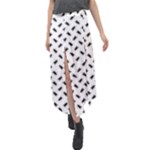 Fly Phot Motif Seamless Black And White Pattern Velour Split Maxi Skirt