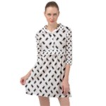 Fly Phot Motif Seamless Black And White Pattern Mini Skater Shirt Dress