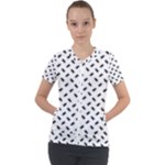 Fly Phot Motif Seamless Black And White Pattern Short Sleeve Zip Up Jacket