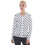 Fly Phot Motif Seamless Black And White Pattern Velvet Zip Up Jacket