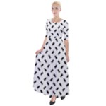 Fly Phot Motif Seamless Black And White Pattern Half Sleeves Maxi Dress