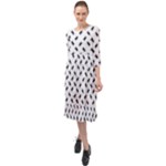 Fly Phot Motif Seamless Black And White Pattern Ruffle End Midi Chiffon Dress