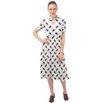 Fly Phot Motif Seamless Black And White Pattern Keyhole Neckline Chiffon Dress