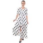 Fly Phot Motif Seamless Black And White Pattern Waist Tie Boho Maxi Dress