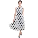 Fly Phot Motif Seamless Black And White Pattern Round Neck Boho Dress