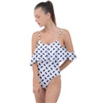 Fly Phot Motif Seamless Black And White Pattern Drape Piece Swimsuit