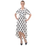 Fly Phot Motif Seamless Black And White Pattern Front Wrap High Low Dress