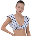 Fly Phot Motif Seamless Black And White Pattern Plunge Frill Sleeve Bikini Top