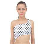 Fly Phot Motif Seamless Black And White Pattern Spliced Up Bikini Top 