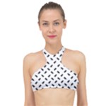 Fly Phot Motif Seamless Black And White Pattern High Neck Bikini Top