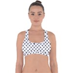 Fly Phot Motif Seamless Black And White Pattern Cross Back Hipster Bikini Top 