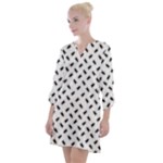 Fly Phot Motif Seamless Black And White Pattern Open Neck Shift Dress