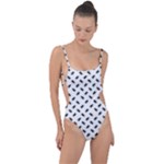 Fly Phot Motif Seamless Black And White Pattern Tie Strap One Piece Swimsuit