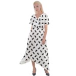 Fly Phot Motif Seamless Black And White Pattern Cross Front Sharkbite Hem Maxi Dress