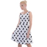 Fly Phot Motif Seamless Black And White Pattern Knee Length Skater Dress