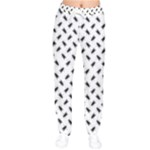 Fly Phot Motif Seamless Black And White Pattern Women Velvet Drawstring Pants