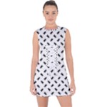 Fly Phot Motif Seamless Black And White Pattern Lace Up Front Bodycon Dress