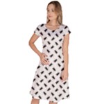 Fly Phot Motif Seamless Black And White Pattern Classic Short Sleeve Dress