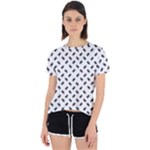 Fly Phot Motif Seamless Black And White Pattern Open Back Sport T-Shirt