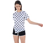 Fly Phot Motif Seamless Black And White Pattern Asymmetrical Short Sleeve Sports T-Shirt