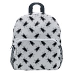 Fly Phot Motif Seamless Black And White Pattern Kids  Age 5-10 Lightweight School Backpack with Side Pockets