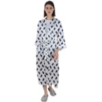 Fly Phot Motif Seamless Black And White Pattern Maxi Satin Kimono