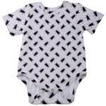 Fly Phot Motif Seamless Black And White Pattern Baby Short Sleeve Bodysuit