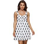 Fly Phot Motif Seamless Black And White Pattern Ruffle Strap Babydoll Chiffon Dress