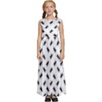 Fly Phot Motif Seamless Black And White Pattern Kids  Satin Sleeveless Maxi Dress