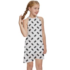 Kids  Halter Collar Waist Tie Chiffon Dress 