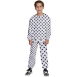 Fly Phot Motif Seamless Black And White Pattern Kids  Sweatshirt set