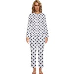 Fly Phot Motif Seamless Black And White Pattern Womens  Long Sleeve Lightweight Pajamas Set