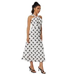 Sleeveless Cross Front Cocktail Midi Chiffon Dress 