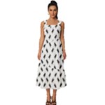 Fly Phot Motif Seamless Black And White Pattern Square Neckline Tiered Midi Dress