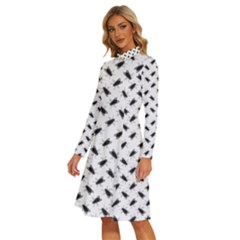 Long Sleeve Shirt Collar A-Line Dress 