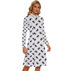 Long Sleeve Shirt Collar A-Line Dress 