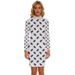 Fly Phot Motif Seamless Black And White Pattern Long Sleeve Shirt Collar Bodycon Dress