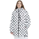 Fly Phot Motif Seamless Black And White Pattern Women s Multi Pockets Zip Ski and Snowboard Waterproof Breathable Jacket